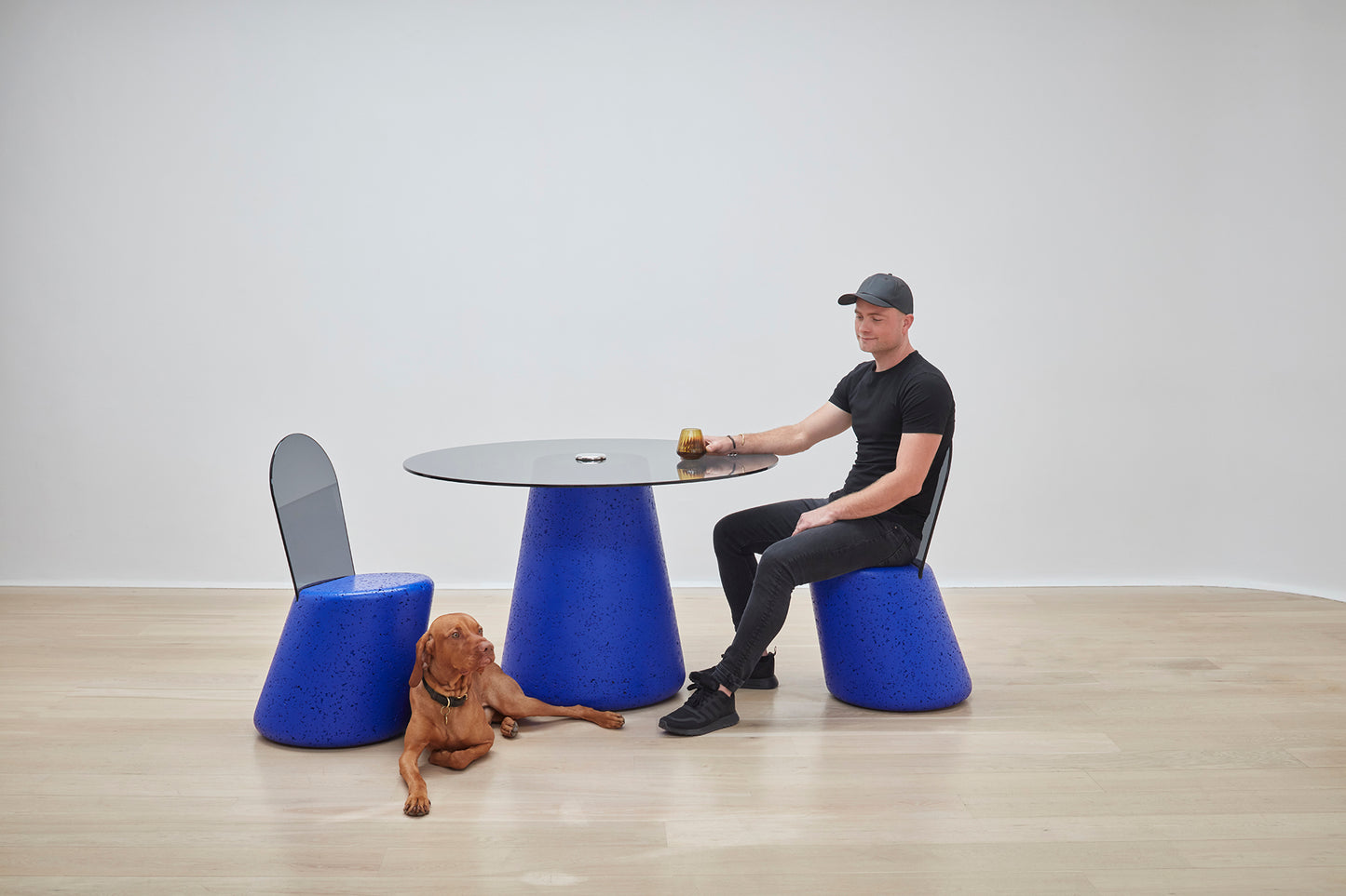 Wiid Glass & Cobalt Blue Cork Dining Table