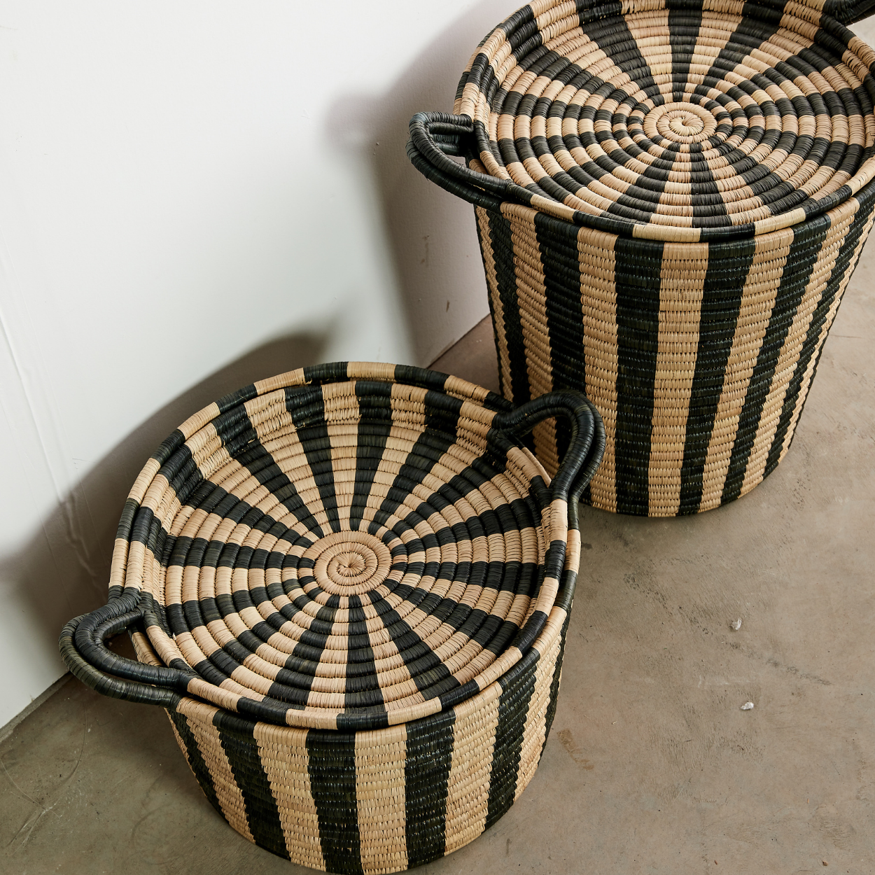 Woven Basket: Ineke Black Striped Basket