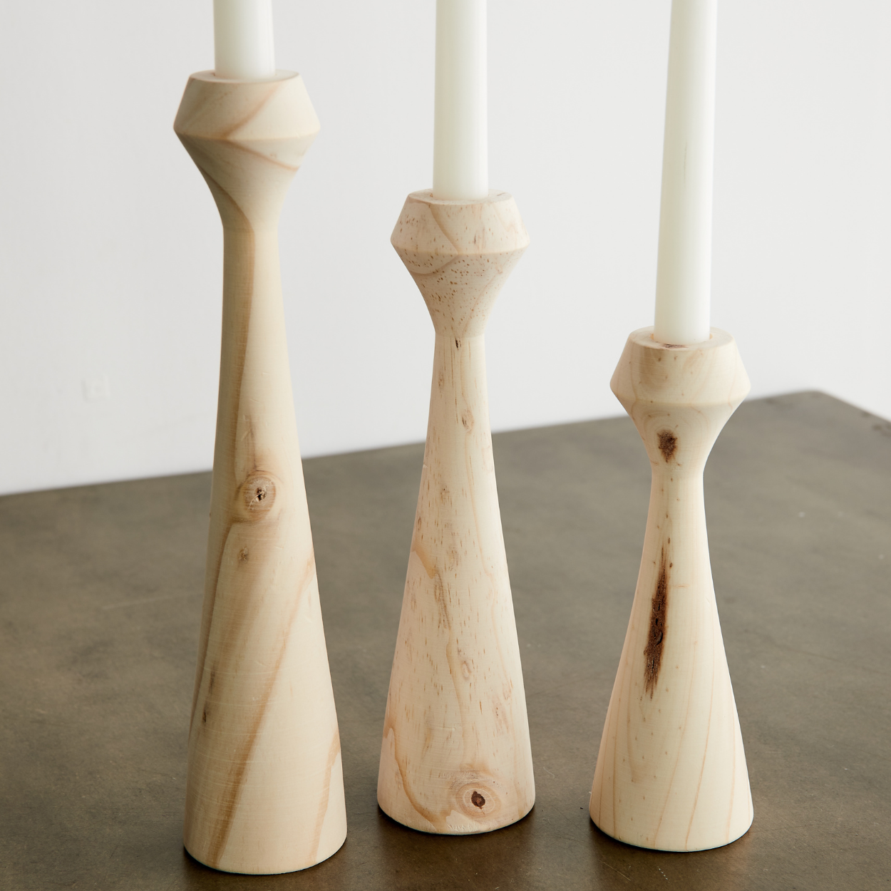 Wood Candle Holders for Taper Candlesticks - 3 Pack