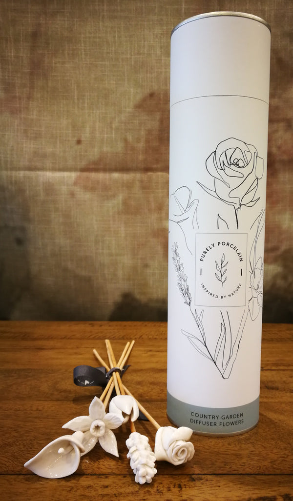 Country Flowers Bamboo Diffuser Set