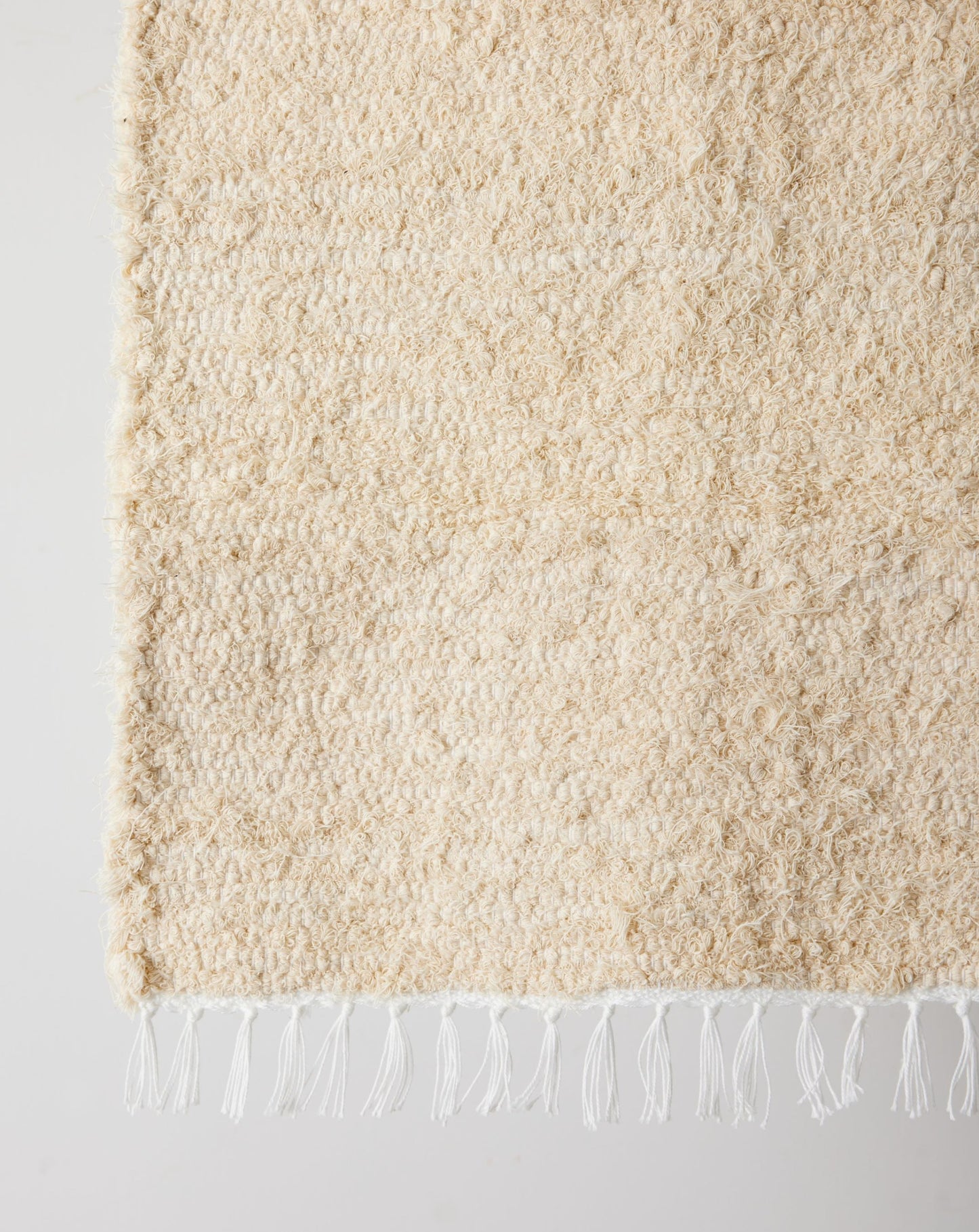 Zottelmatte aus Tabby-Baumwolle, naturfarben, Ecru