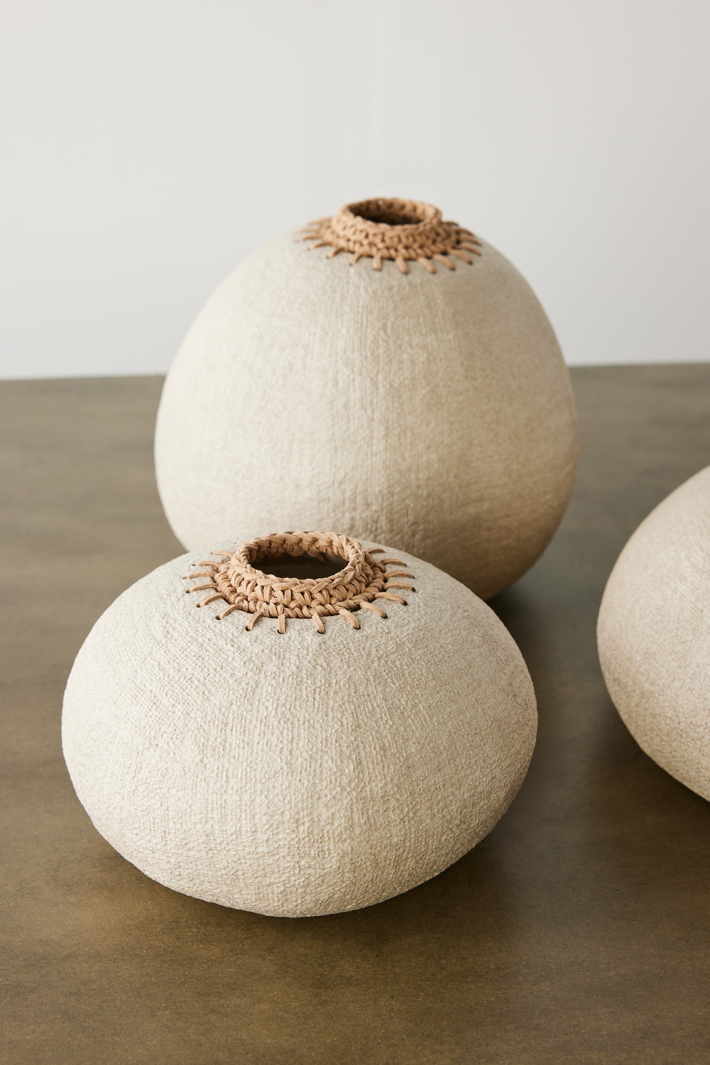 Light Stone Crochet Pot