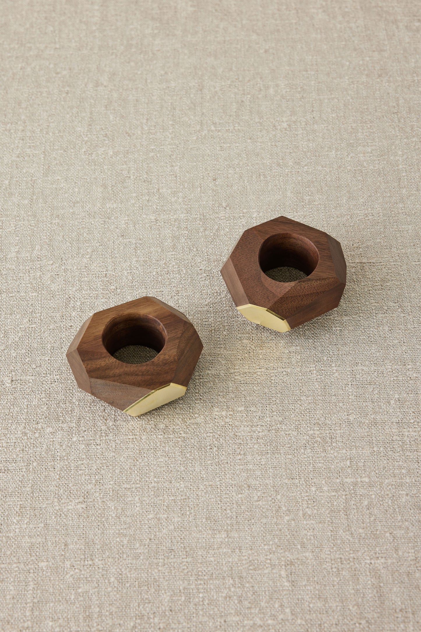 Black Walnut and Brass Napkin Rings