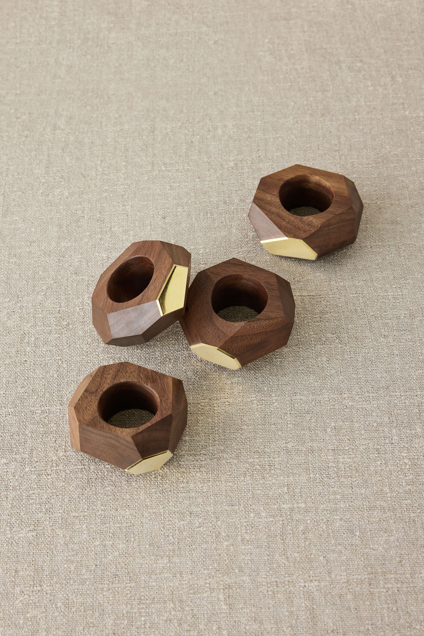 Black Walnut and Brass Napkin Rings