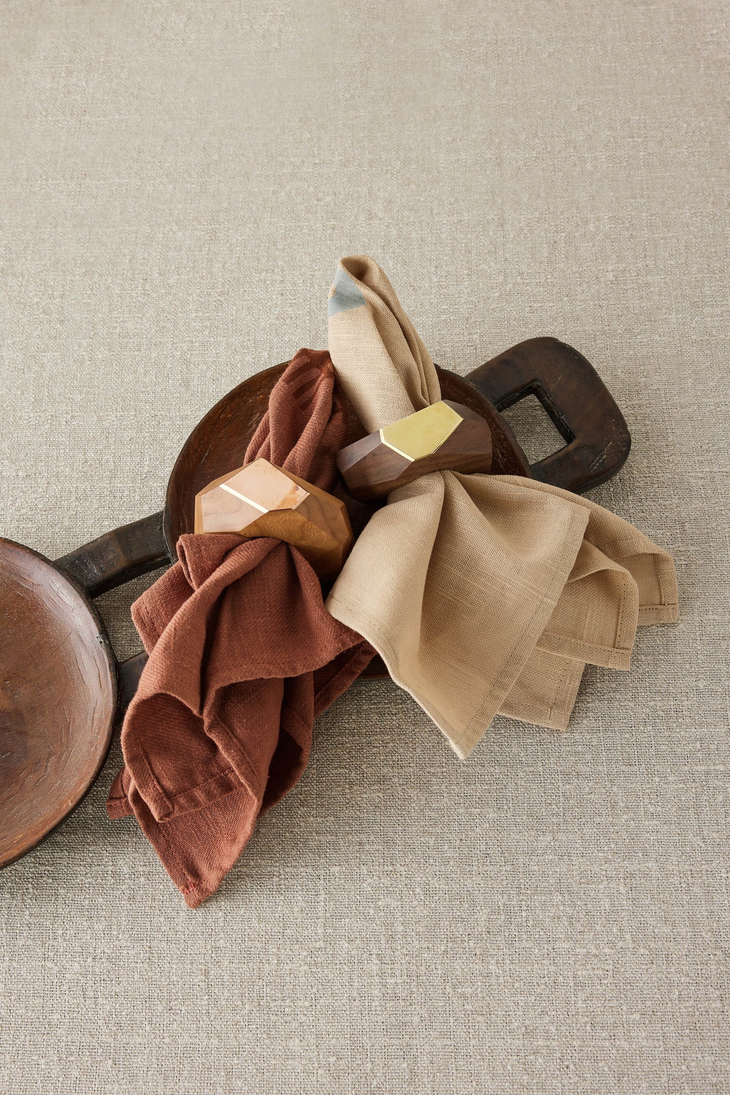Black Walnut and Brass Napkin Rings