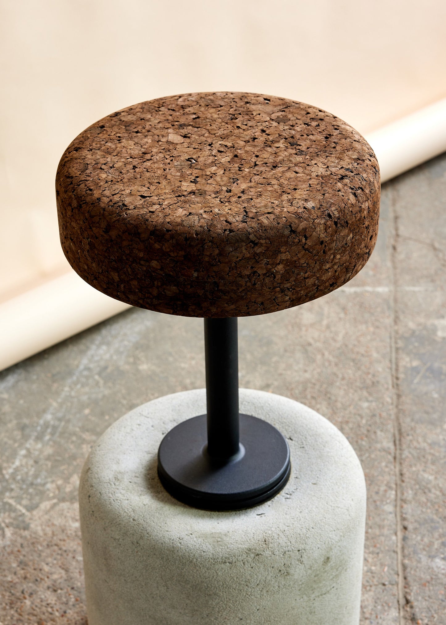 Cork Swivel Bar Stool Rustic Concrete Finish