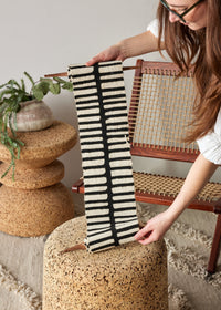 Flexibility Bogolan Wall Totem in White with Black Lines