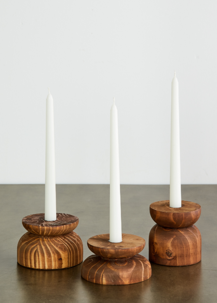 Modern Wood Candle Holder: Organic Pine Candlestick Holder