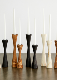 Wooden Geo Taper Candle Holders 9 Piece Set