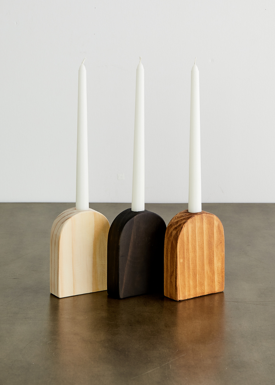 wooden arch design candle stand