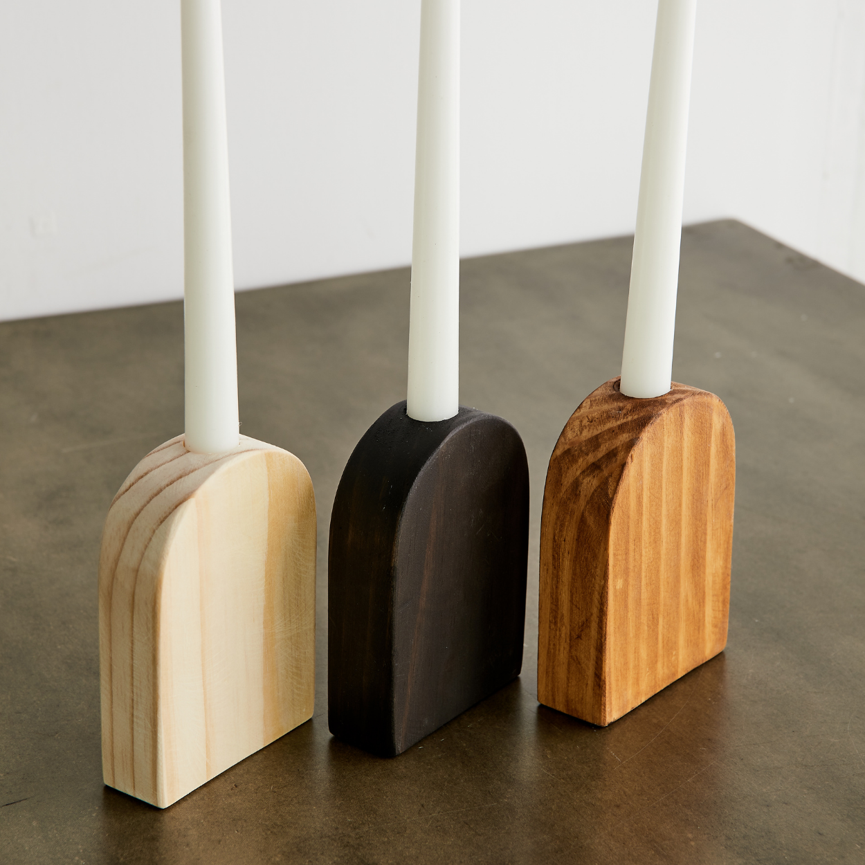 Arch design wooden candle stand set of 3