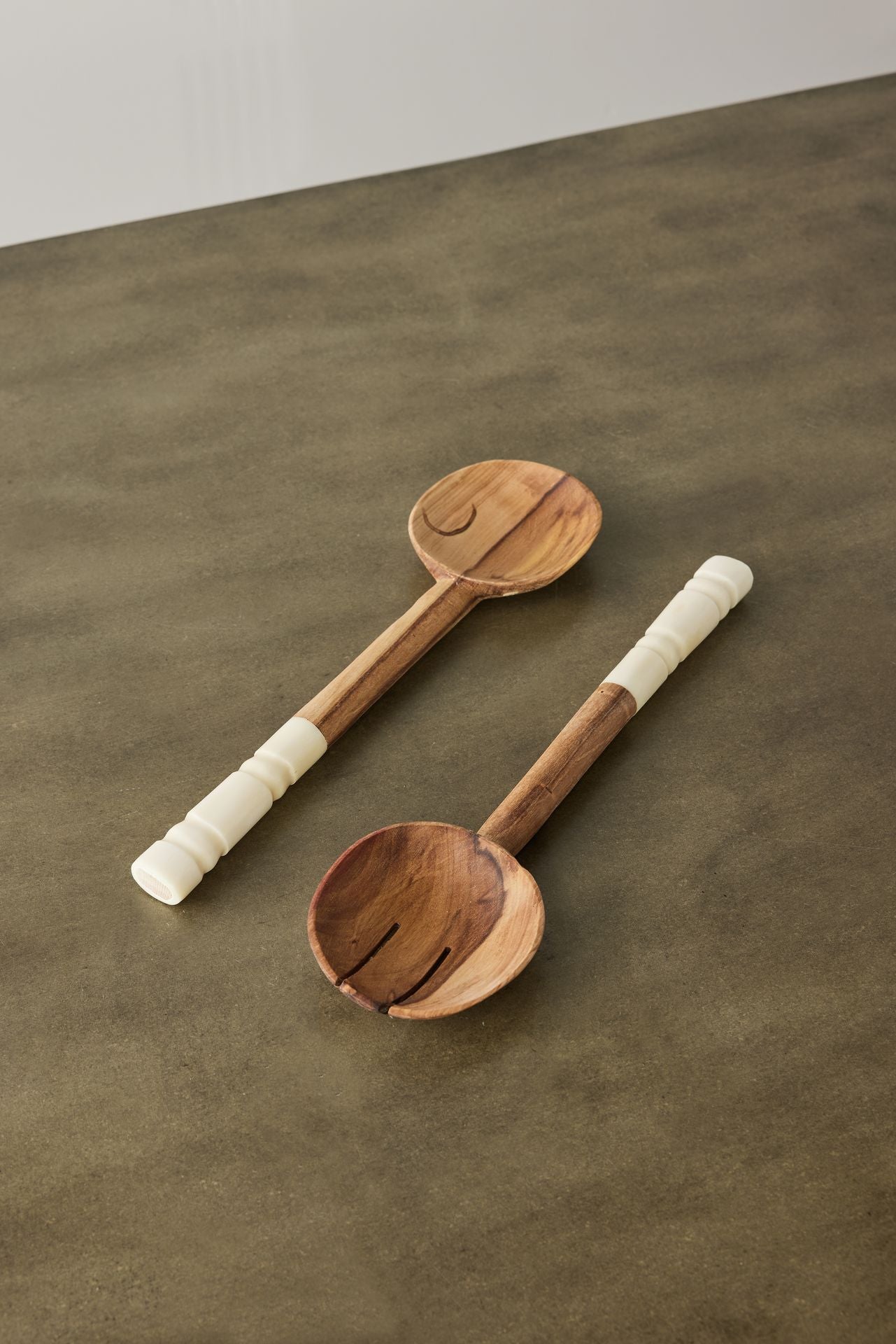 Wood Salad Servers w/ Polished Bone Handles | African Artisan
