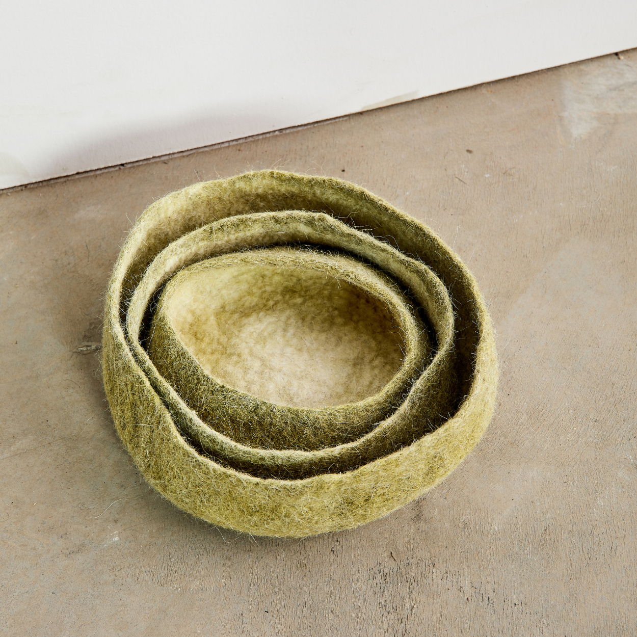 Hand Felted Nesting Bowls Olive Set of 3