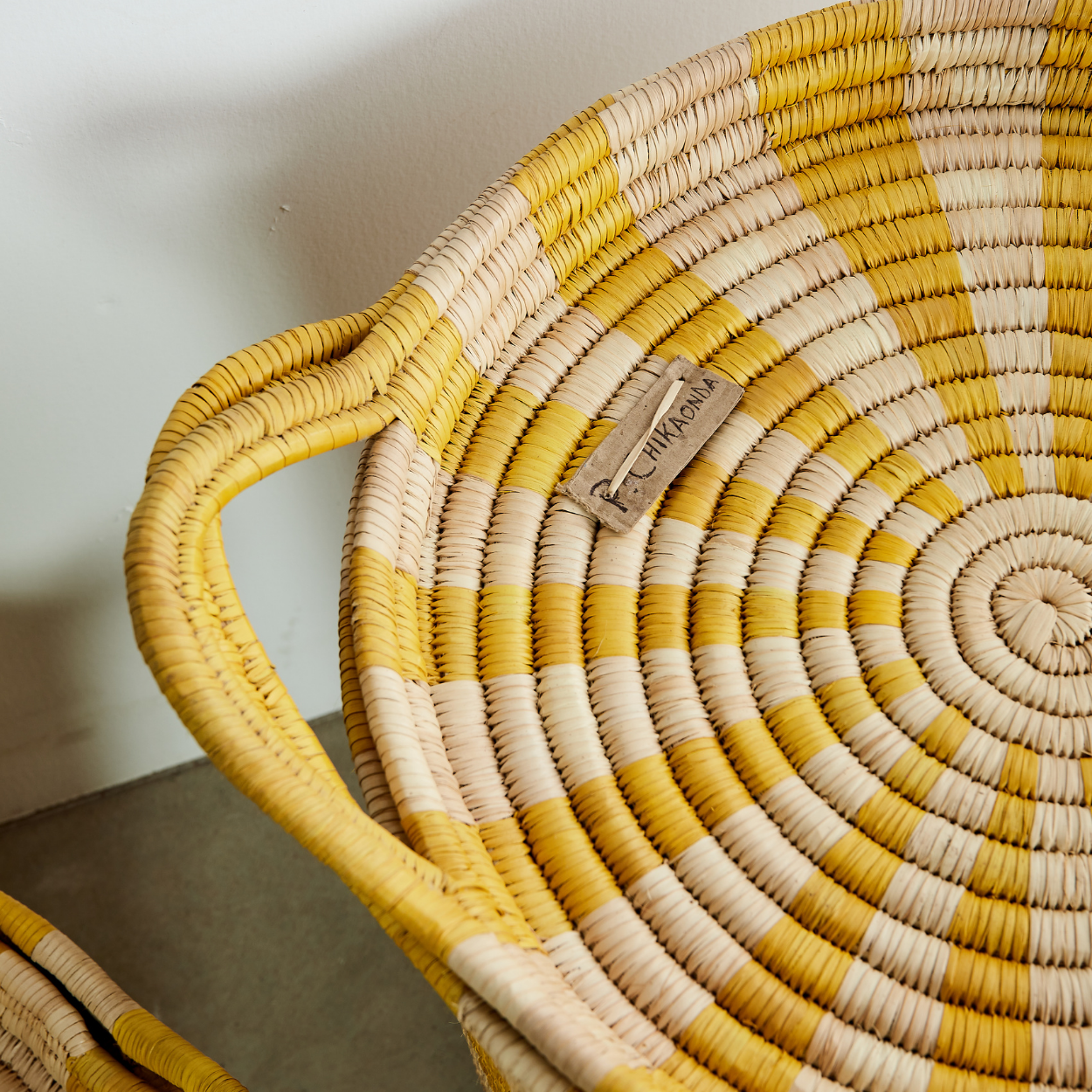 Woven Basket: Ineke Yellow Striped Basket