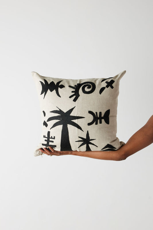 Keiskamma Black Silk Embroidered Pillow