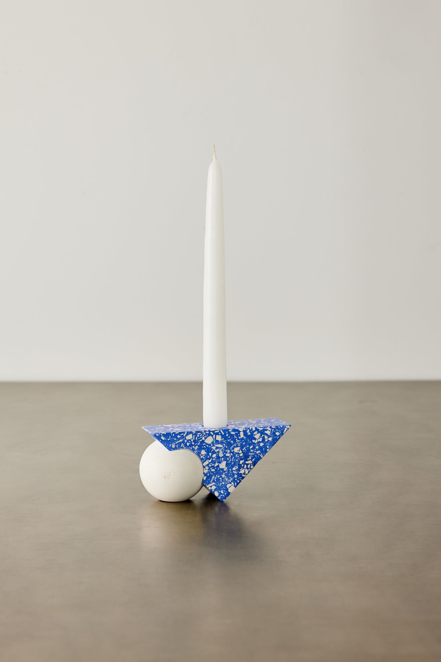 Equilibrium Cobalt Blue & White Terrazzo Taper Candle Holder