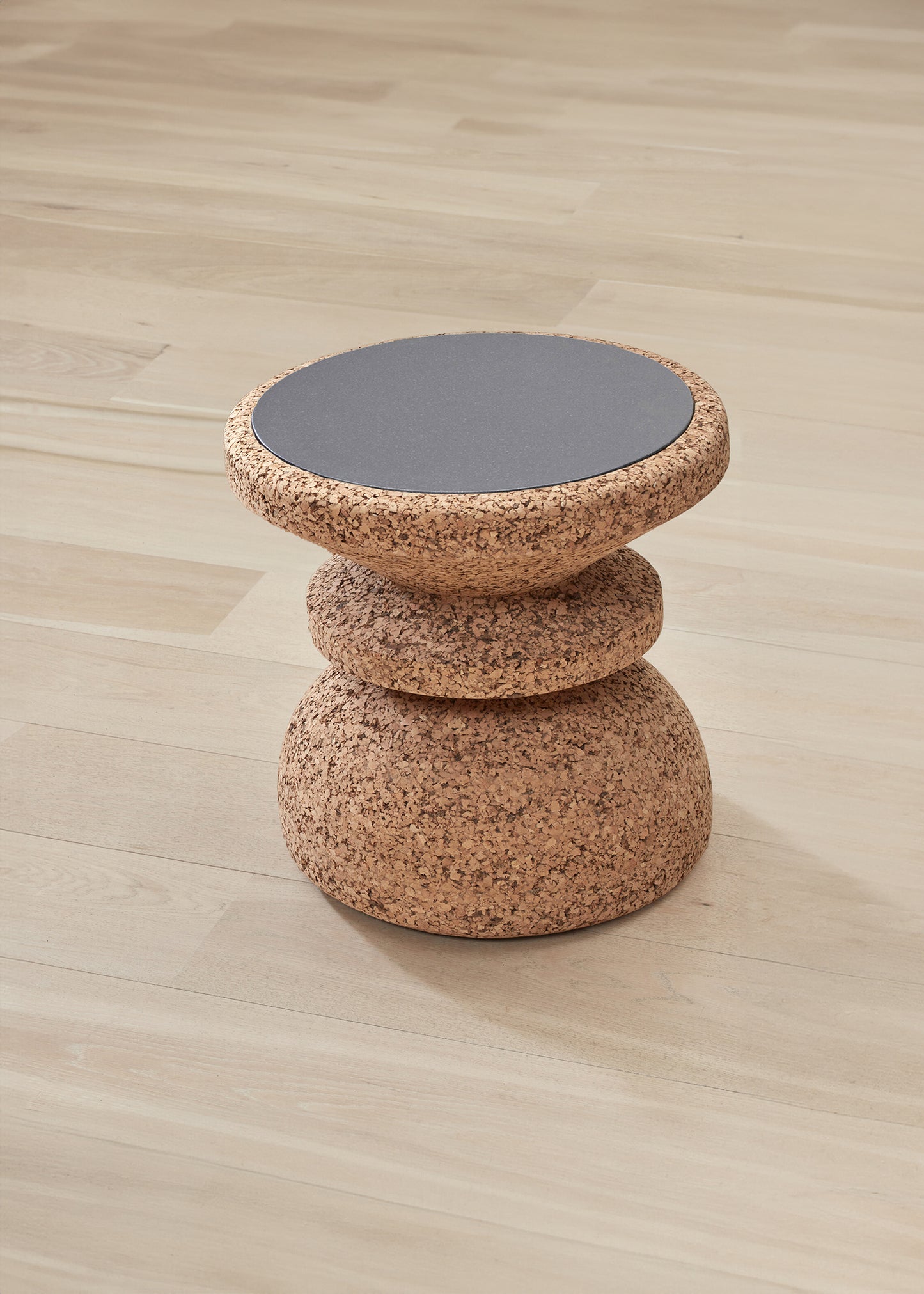 Modern Boho Cork End Table: Wiid African Cork & Granite Side Table