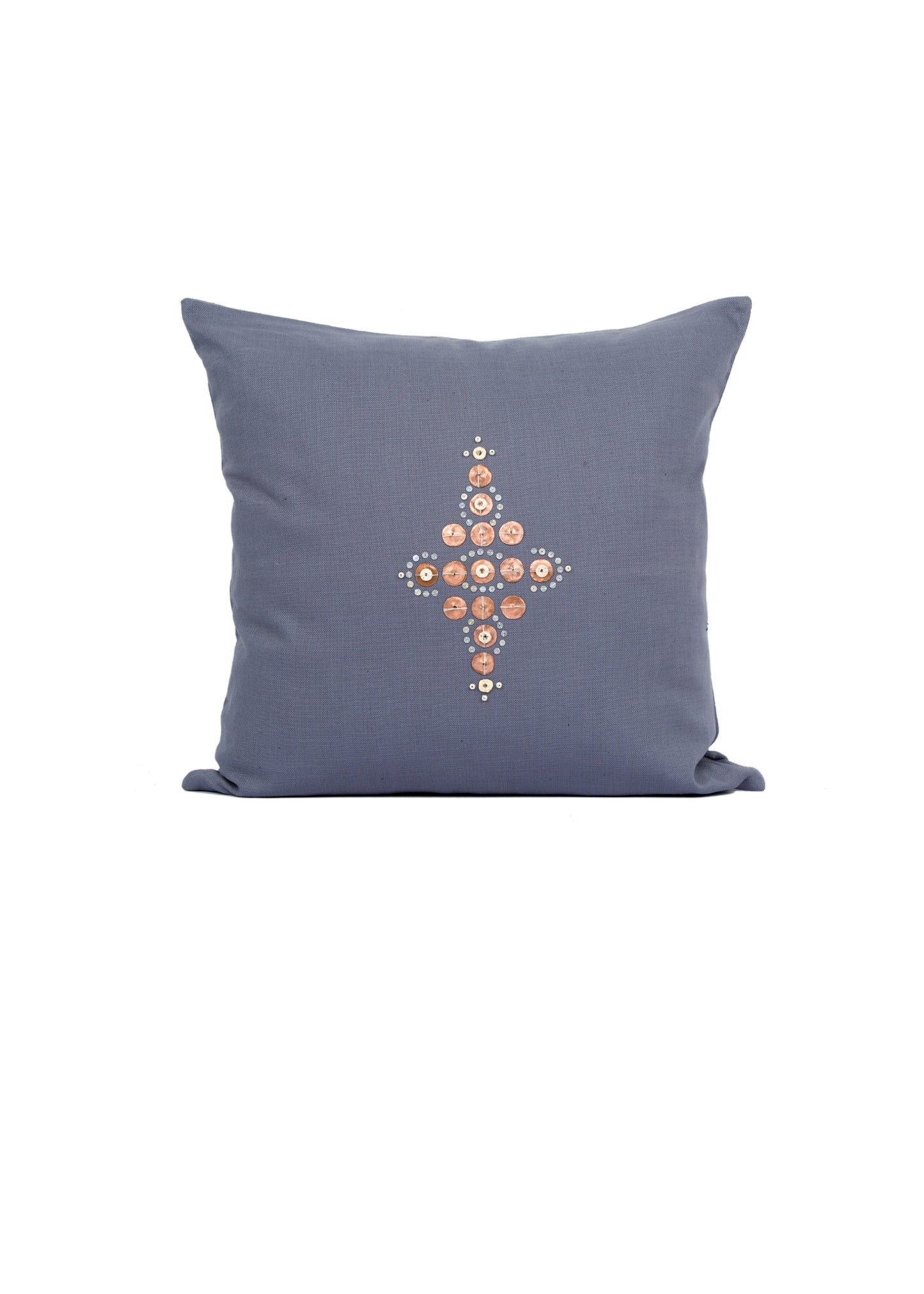Copper Clover Indigo Gray Trade Bead Pillow Cover