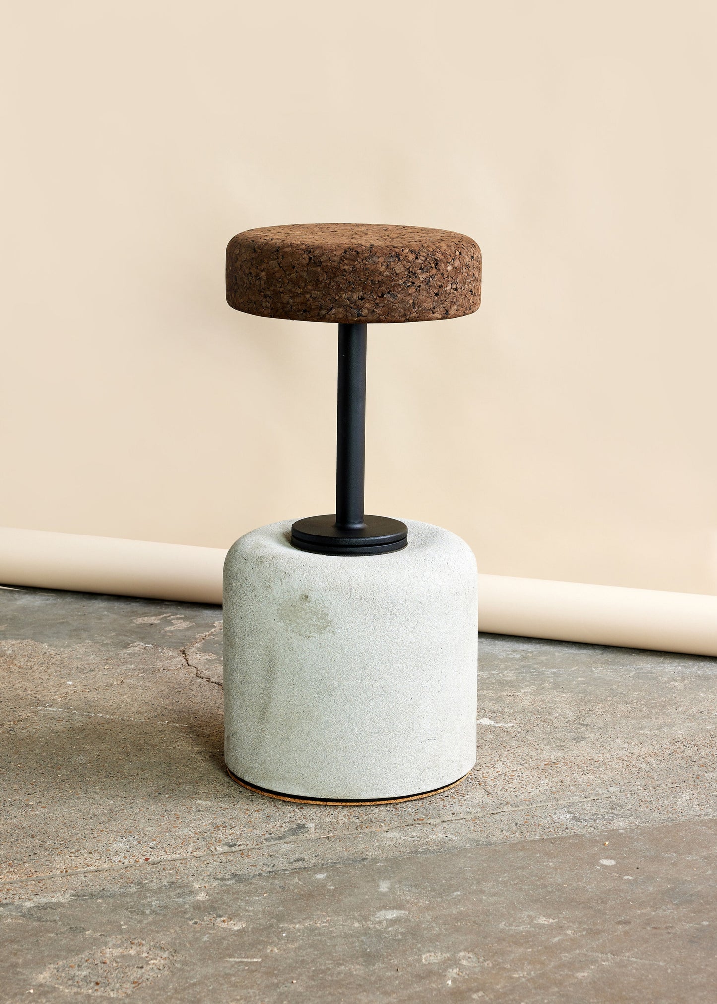 Cork Swivel Bar Stool Rustic Concrete Finish