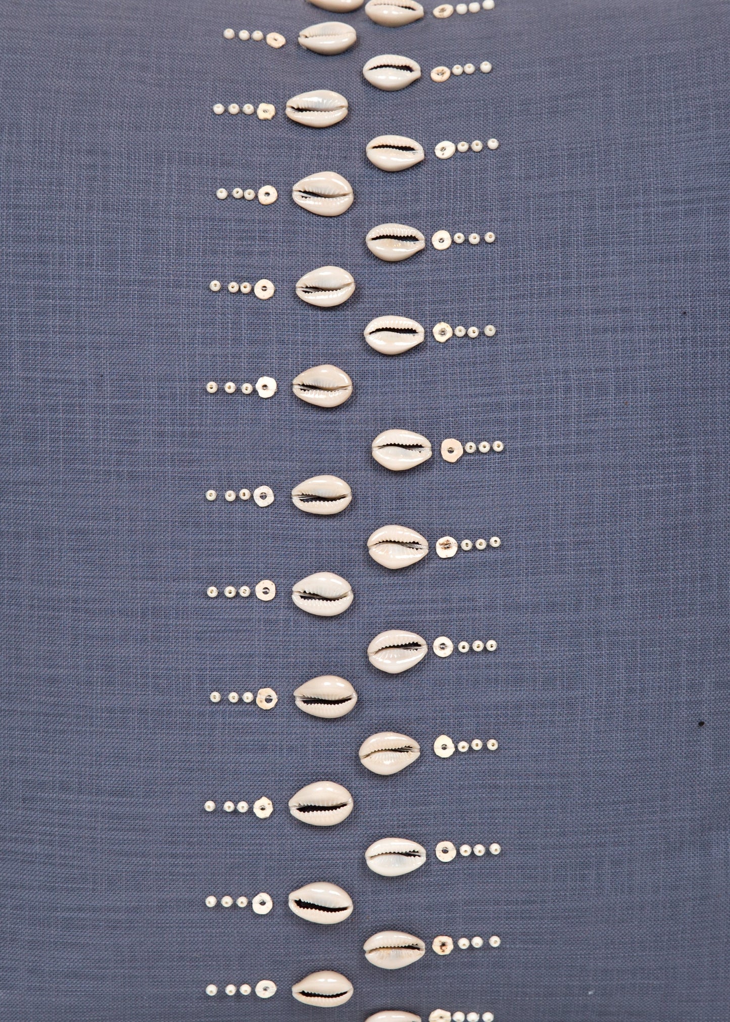 Cowrie Ileli Indigo Grey Trade Bead Pillow Cover