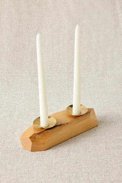 Modern Boho Wood Candle Holder: Dor+Kie Double Incense and Taper Holder
