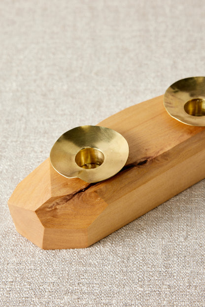 Modern Boho Wood Candle Holder: Dor+Kie Double Incense and Taper Holder