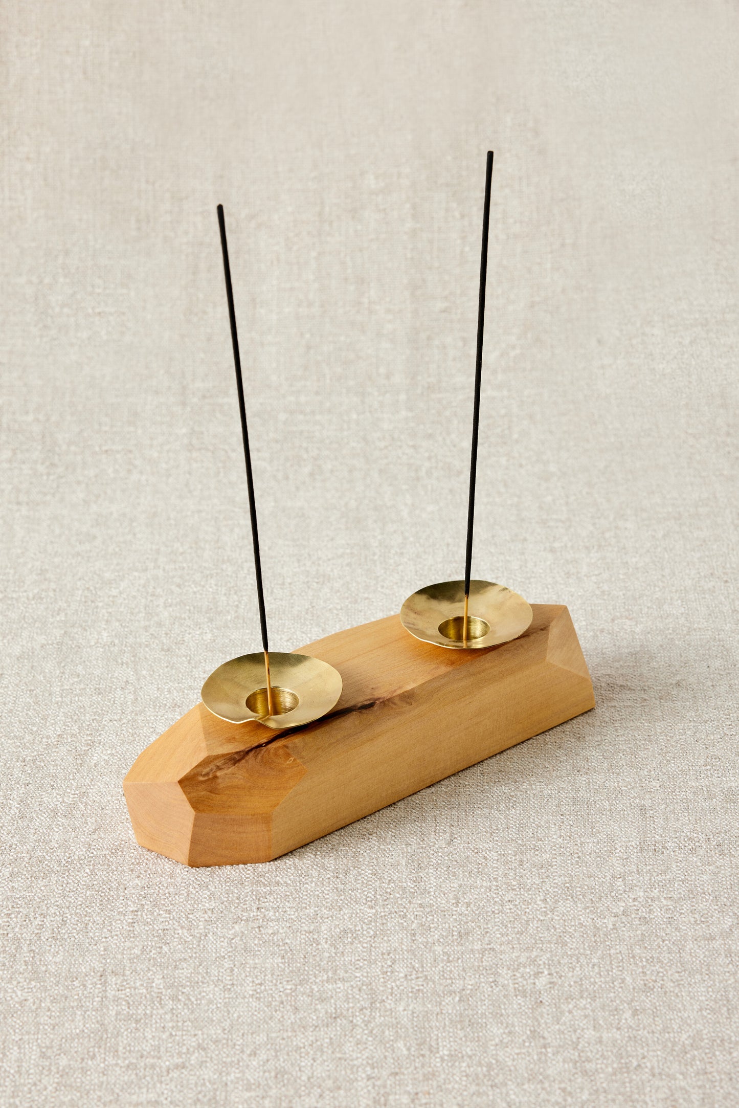 Modern Boho Wood Candle Holder: Dor+Kie Double Incense and Taper Holder