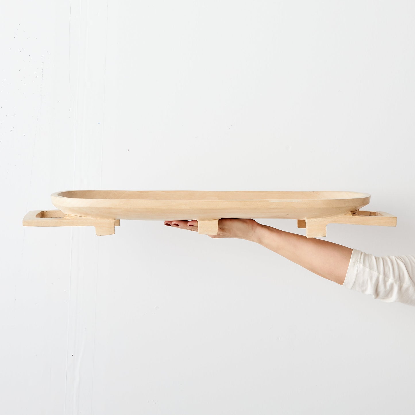 Natural handmade wooden tray for serving