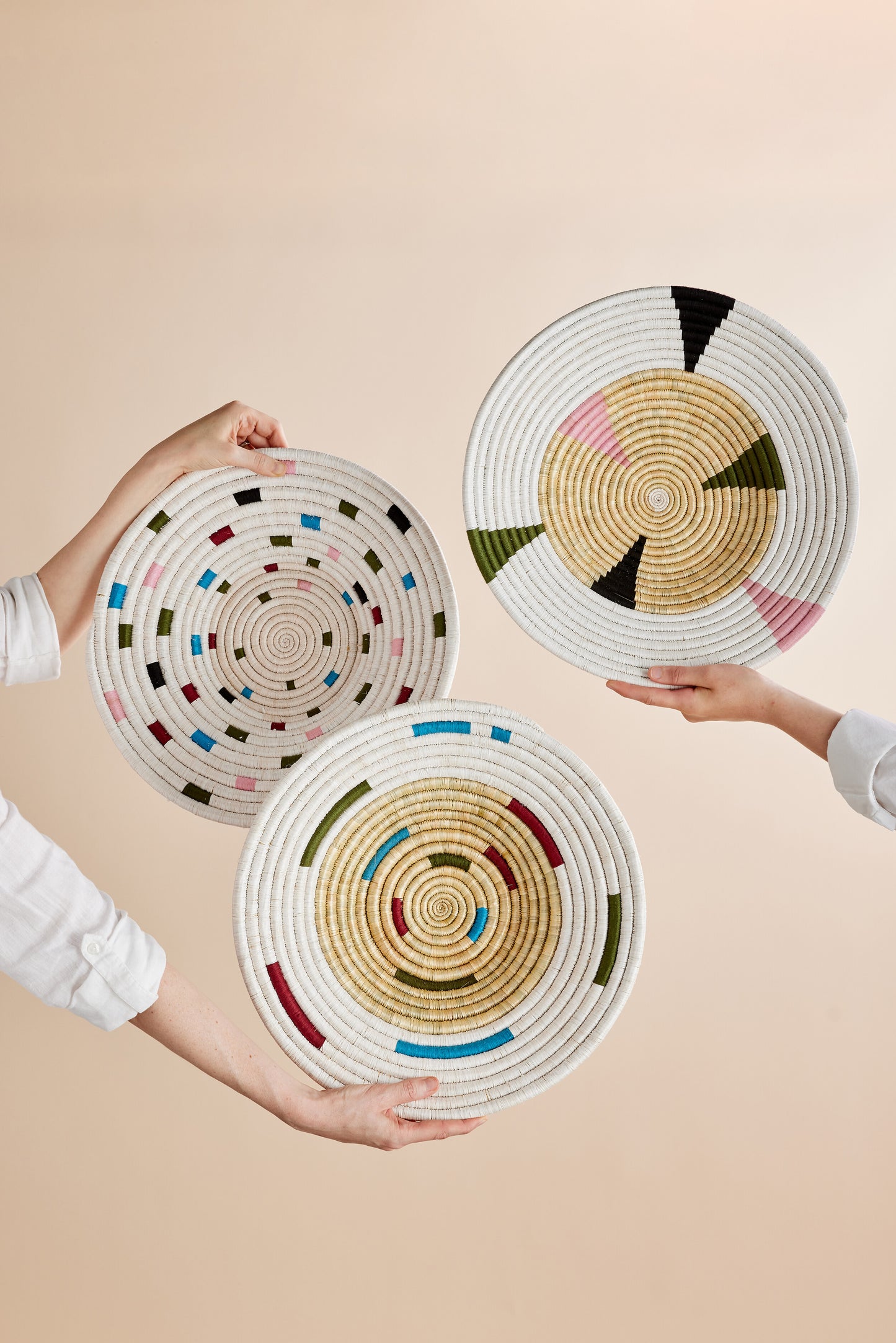 Mosaic Woven Wall Basket Set of 3