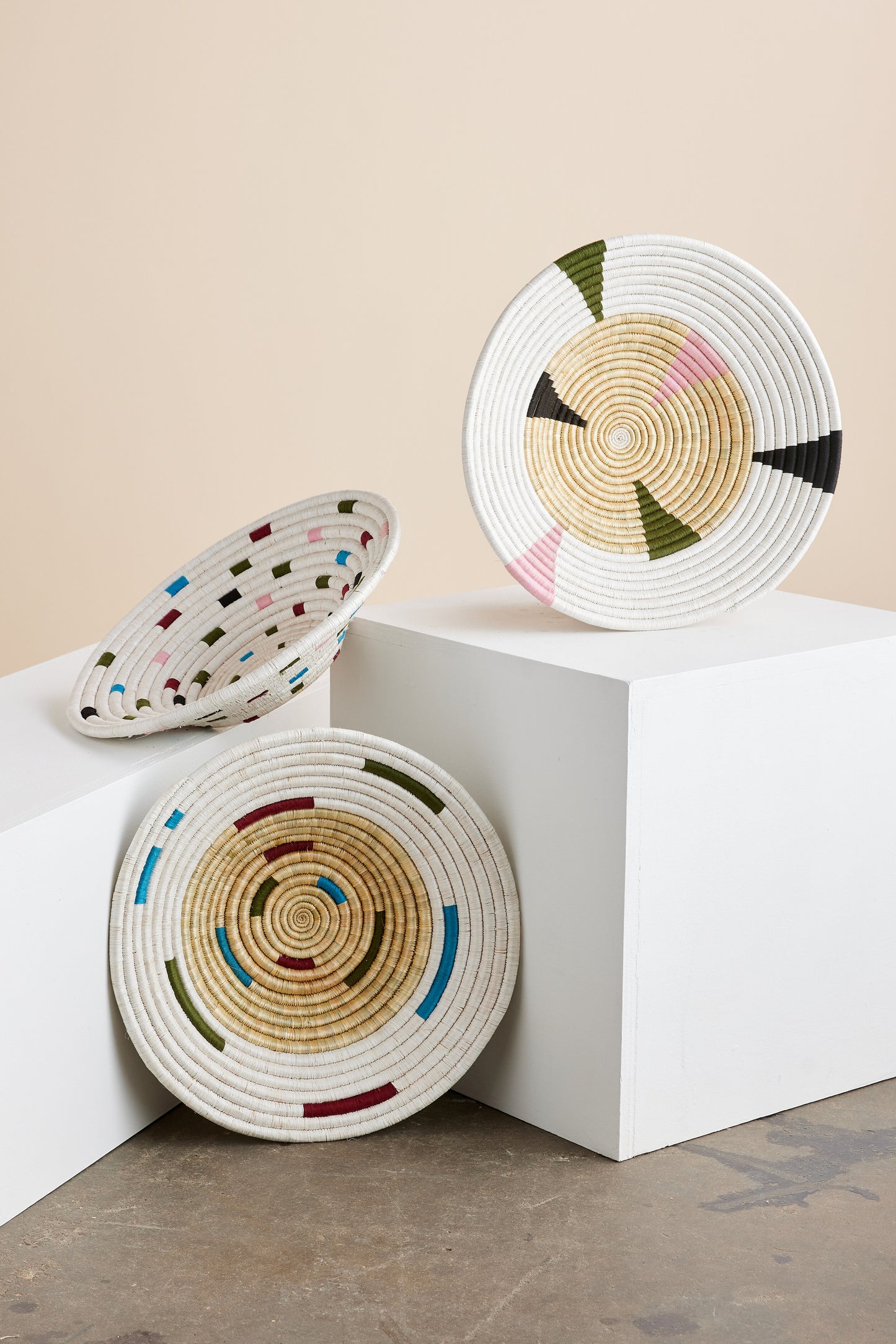 Mosaic Woven Wall Basket Set of 3