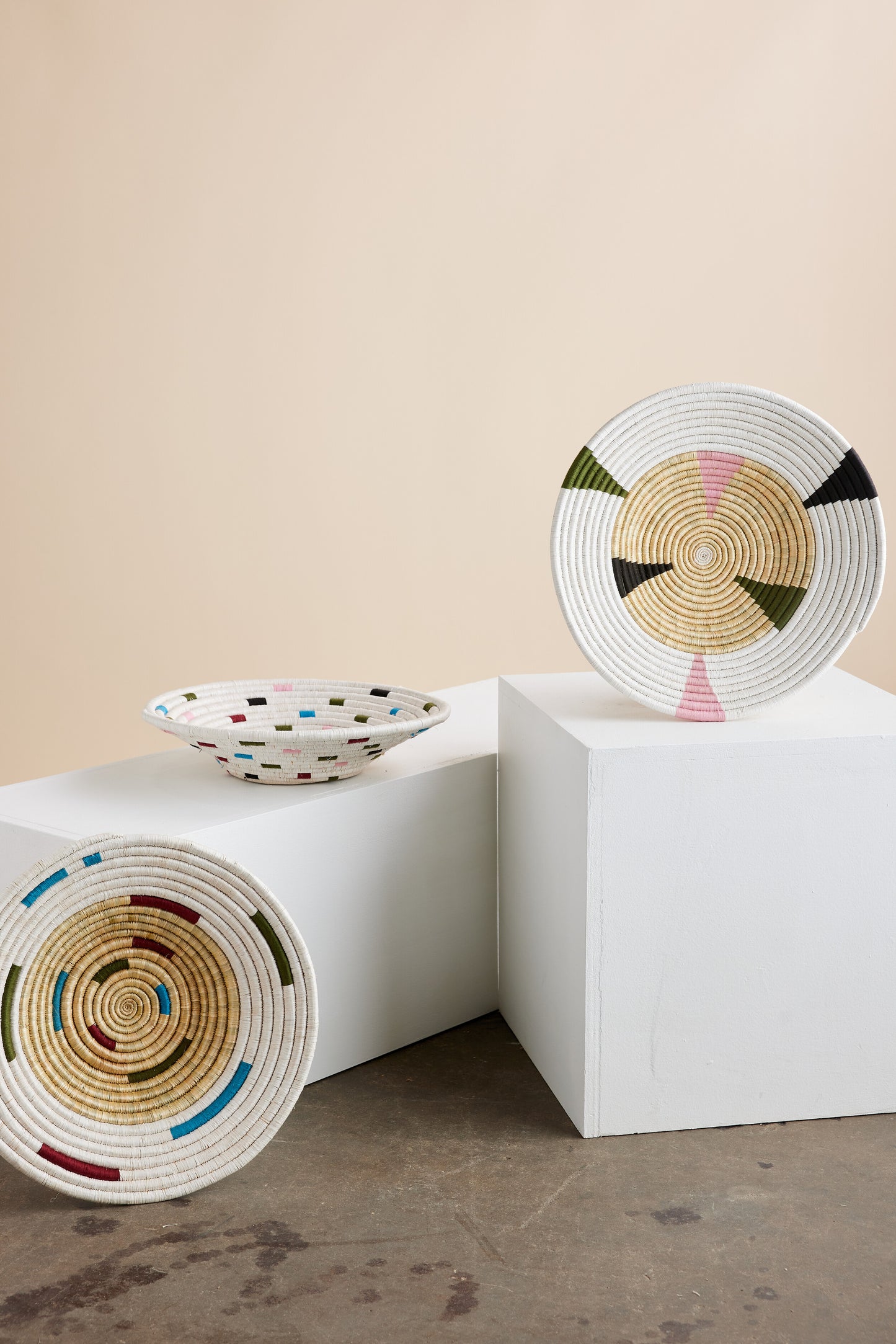 Mosaic Woven Wall Basket Set of 3