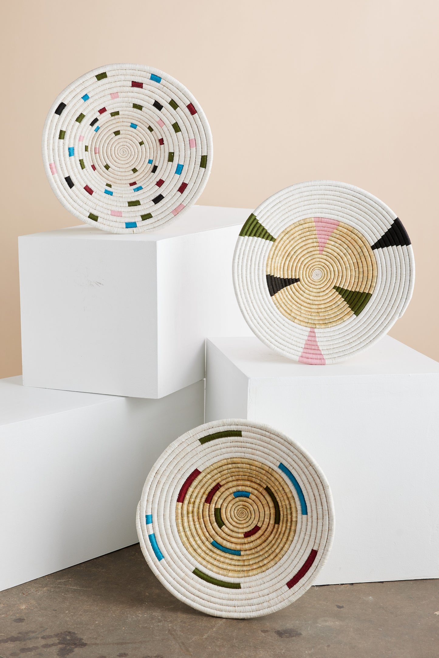 Mosaic Woven Wall Basket Set of 3