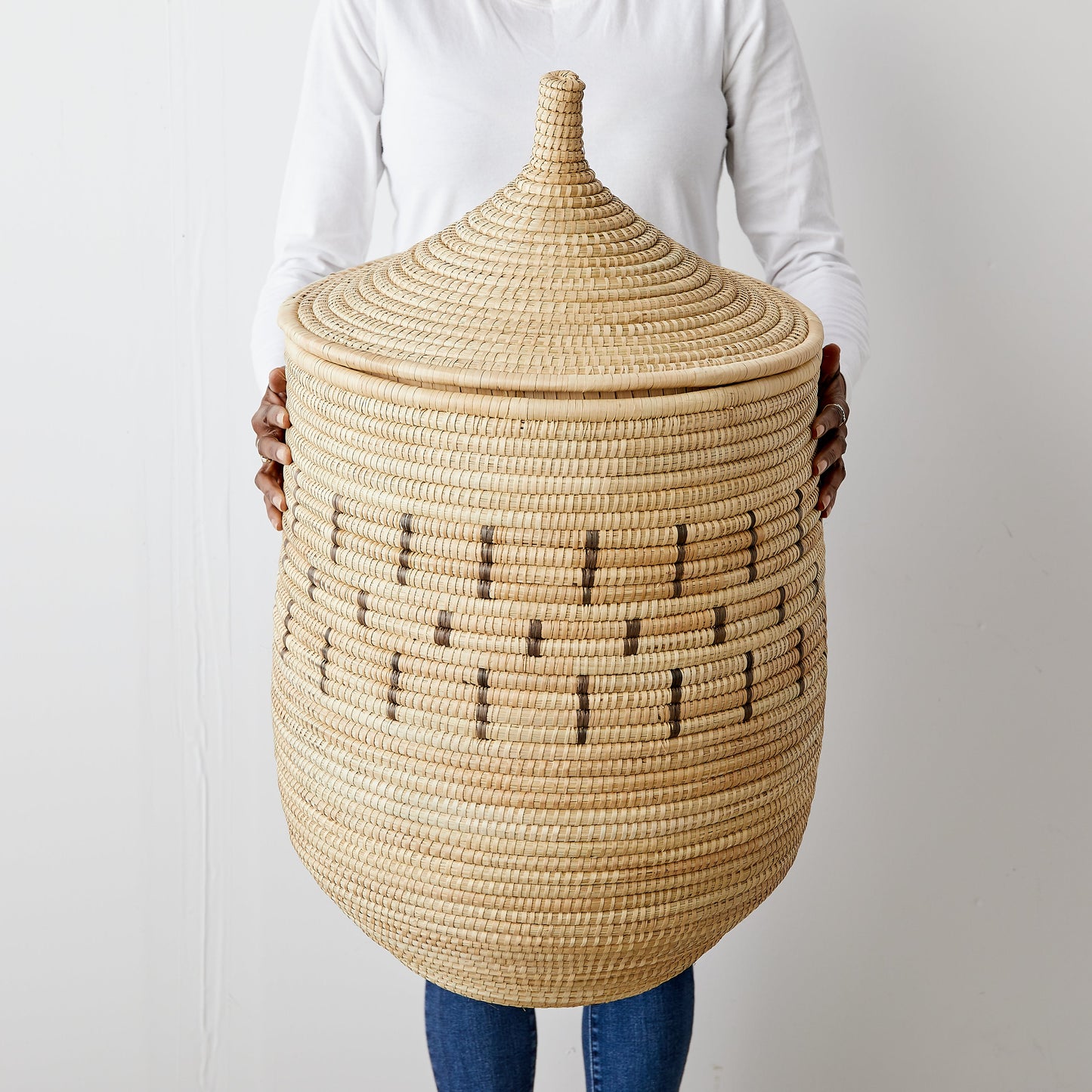 African Modern Boho Luxury Organic: Phiri Handwoven Storage Basket