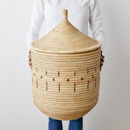 African Modern Boho Luxury Organic: Phiri Handwoven Storage Basket