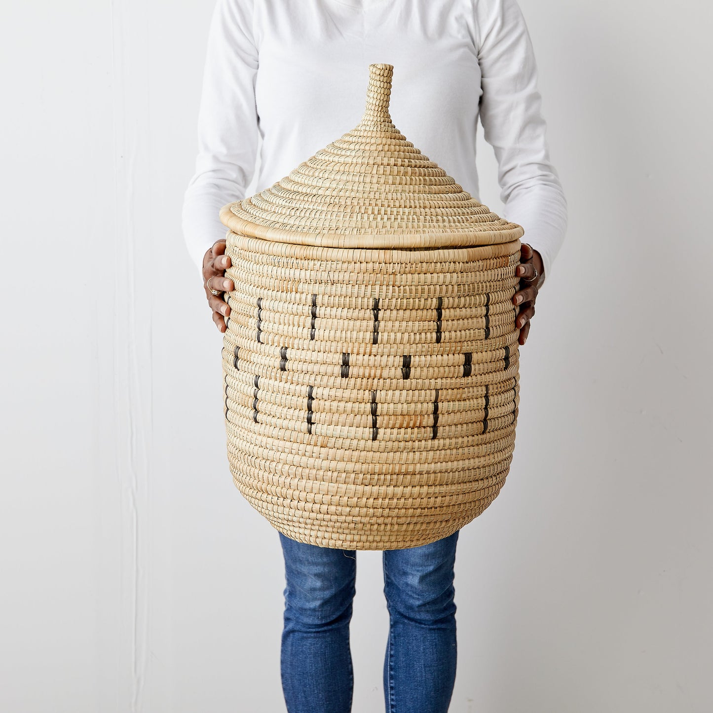 African Modern Boho Luxury Organic: Phiri Handwoven Storage Basket