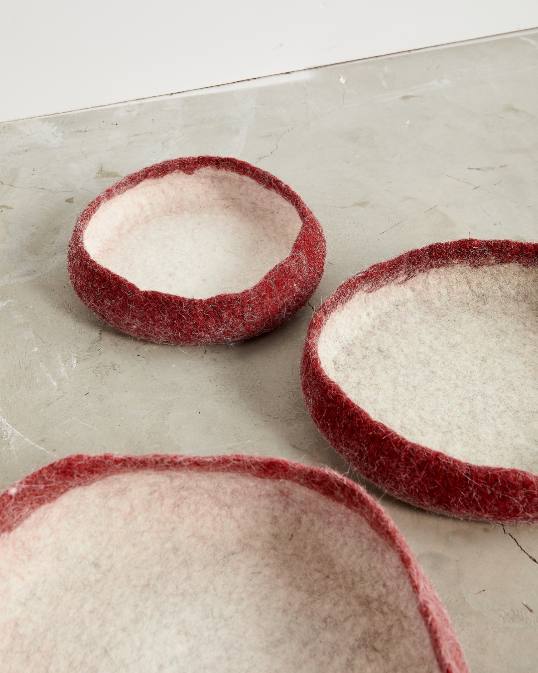 Felted Decorative Wool Nesting Bowls | Berry Red