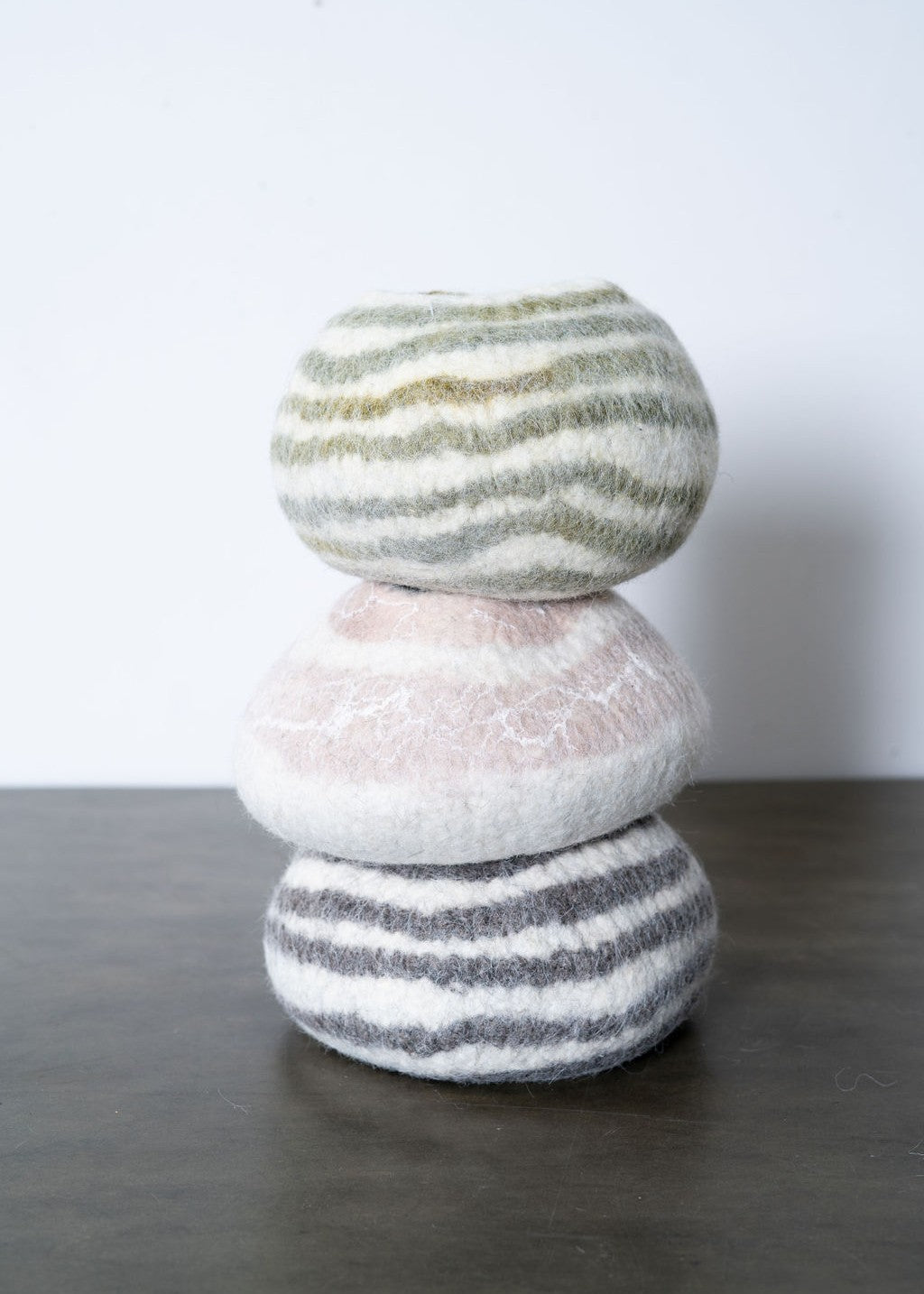 Striped Earth Tones Wool Ukhamba Bowl Bundle