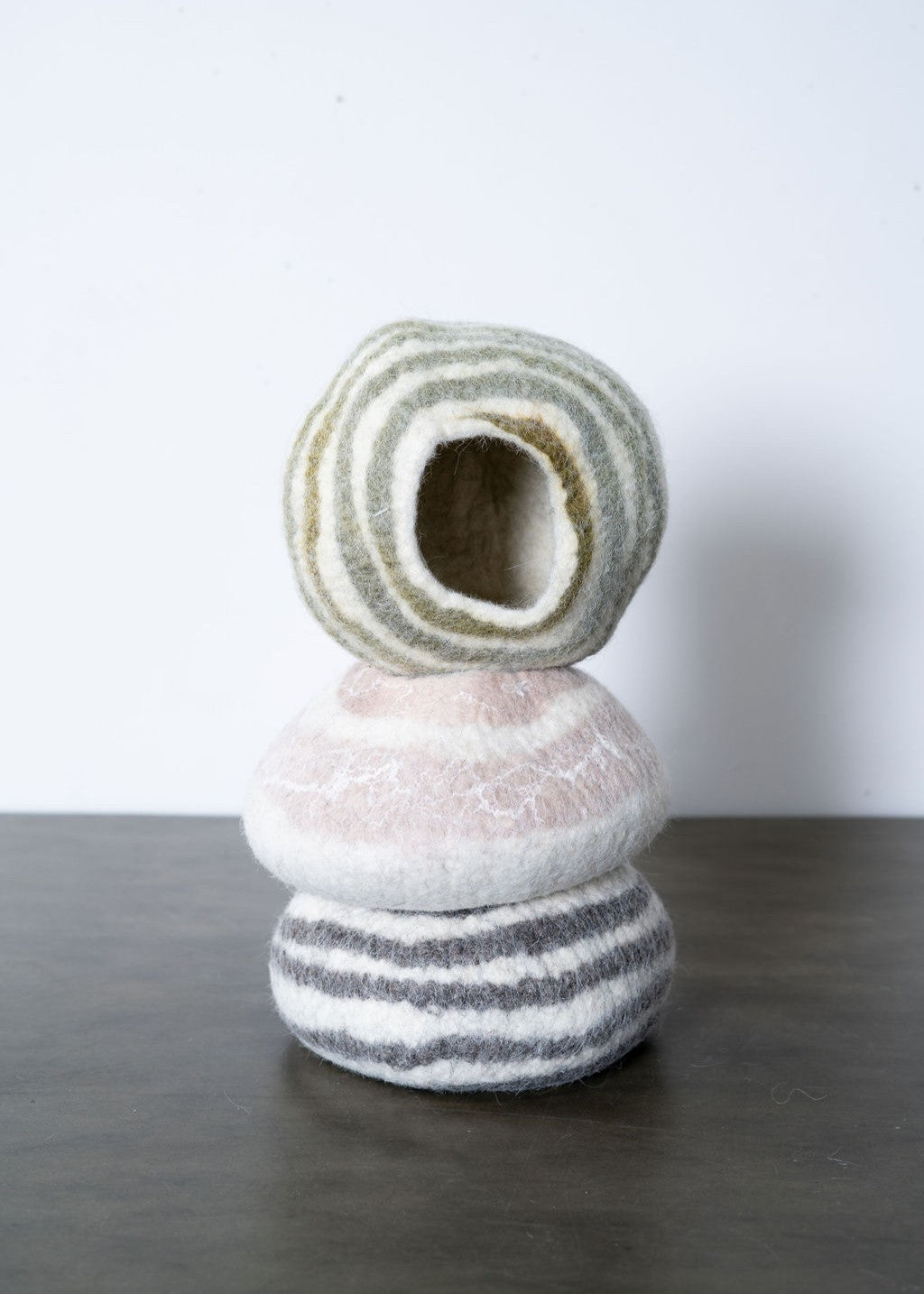 Striped Earth Tones Wool Ukhamba Bowl Bundle