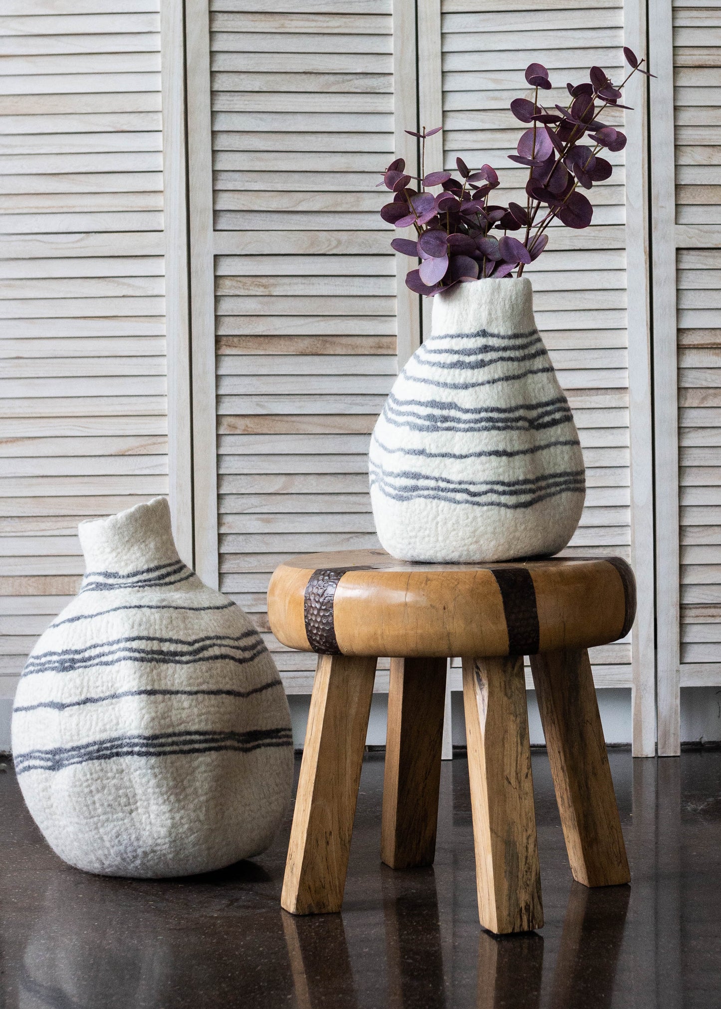 Tribal Lines White Gourd Basket