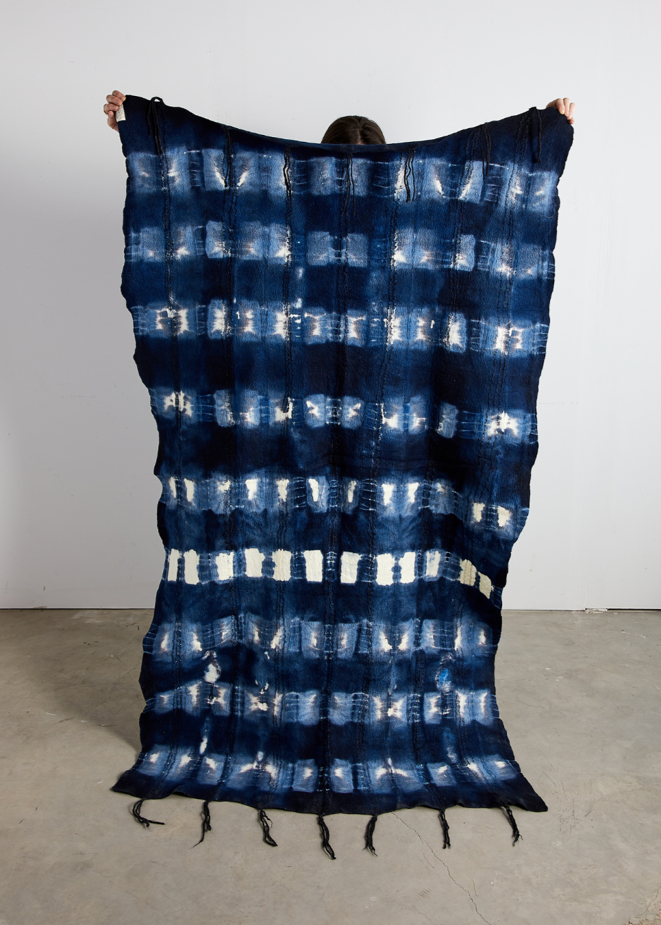 handcrafted African Indigo Adire Pattern throw blanket