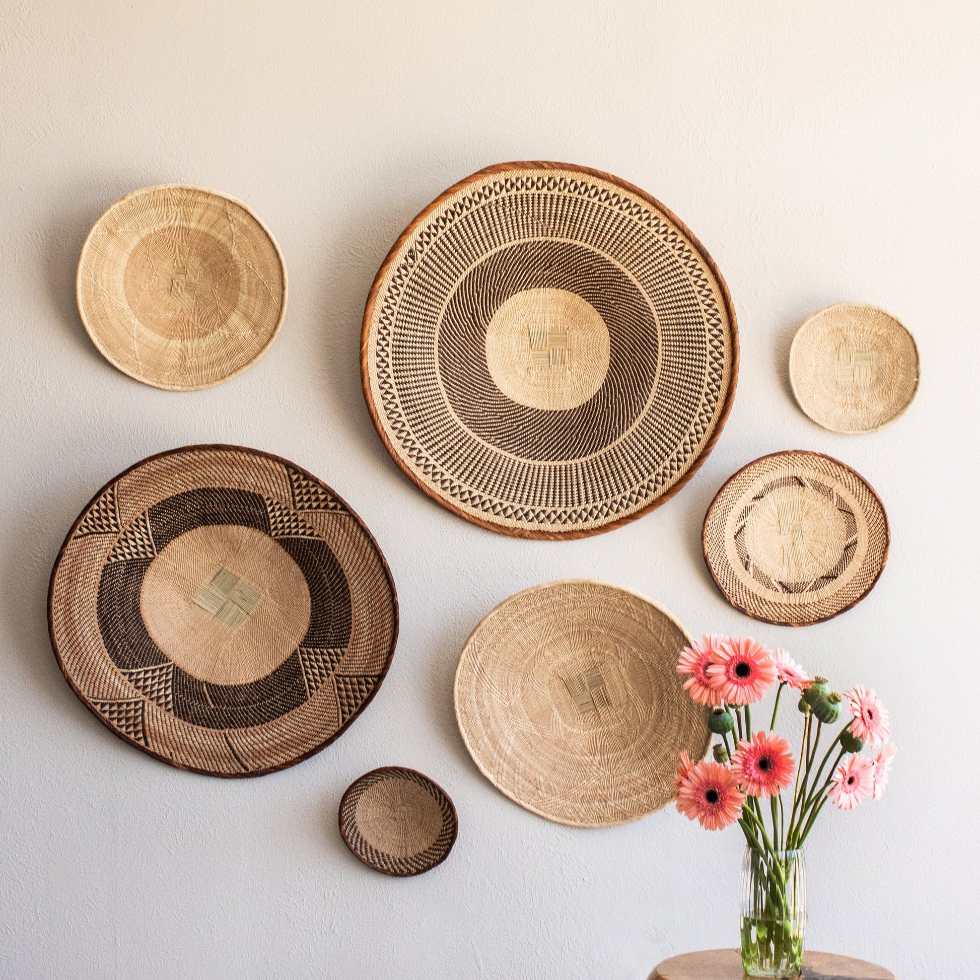 African Binga wall baskets set of 7