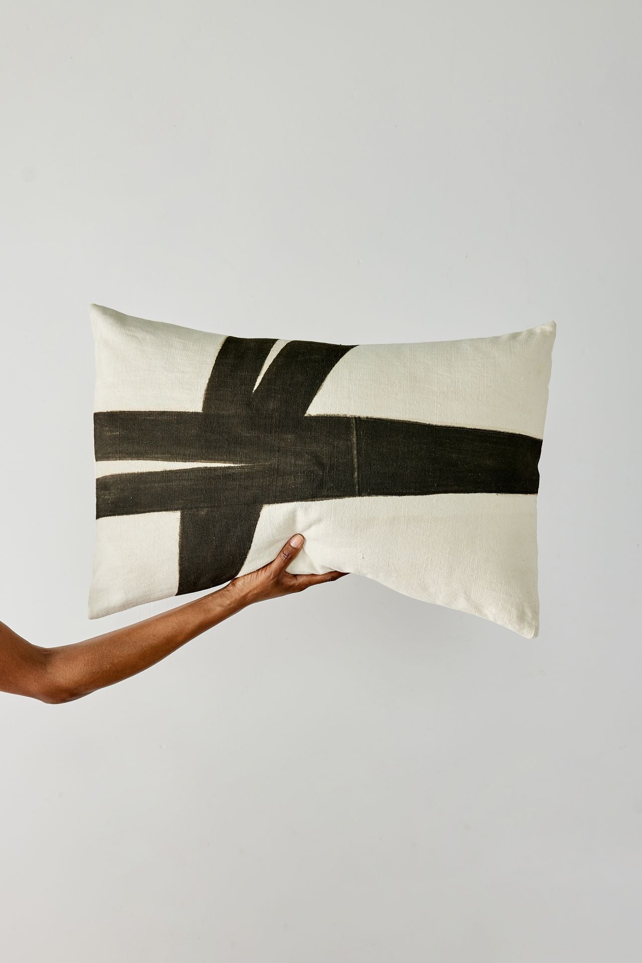 Brushstroke Mudcloth Lumbar Throw Pillow