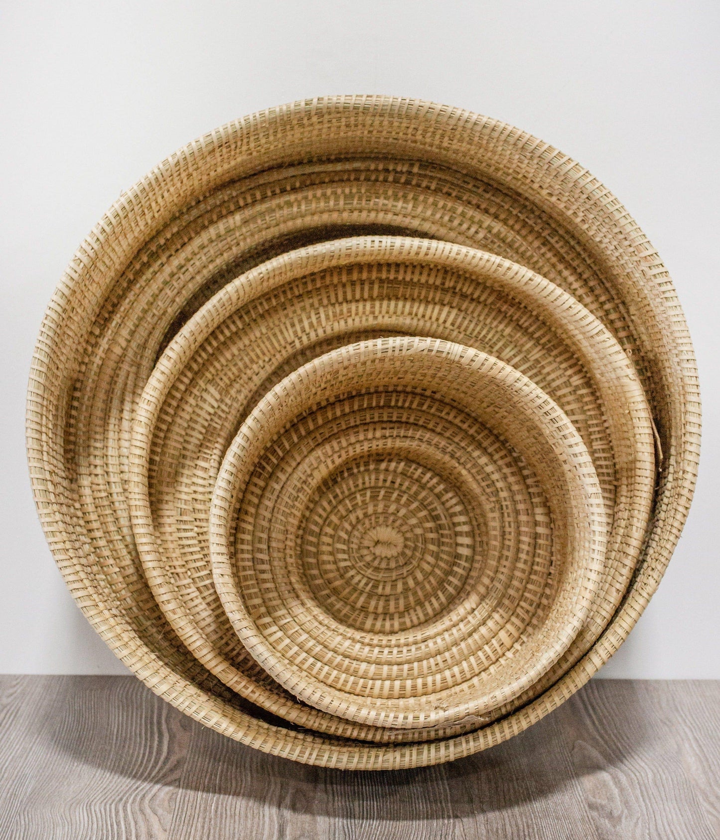 African decor palm leaf baskets set of 3