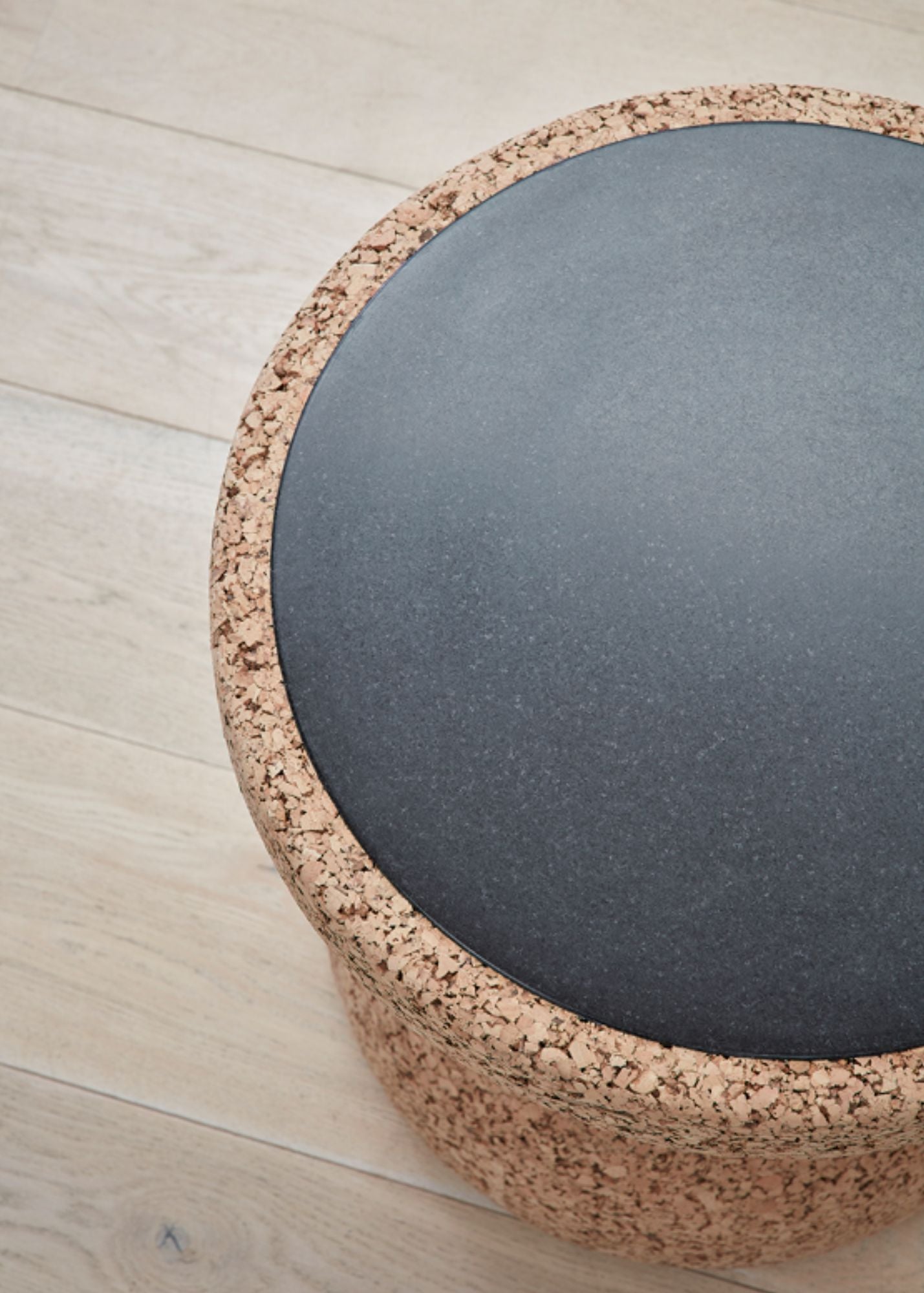 Modern Boho Cork End Table: Wiid African Cork & Granite Side Table