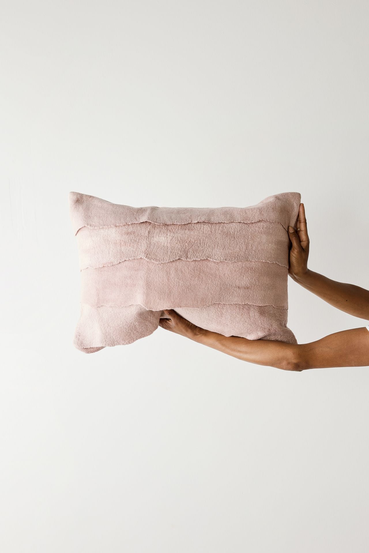 Dusty Rose Layered Felt Lumbar Pillow