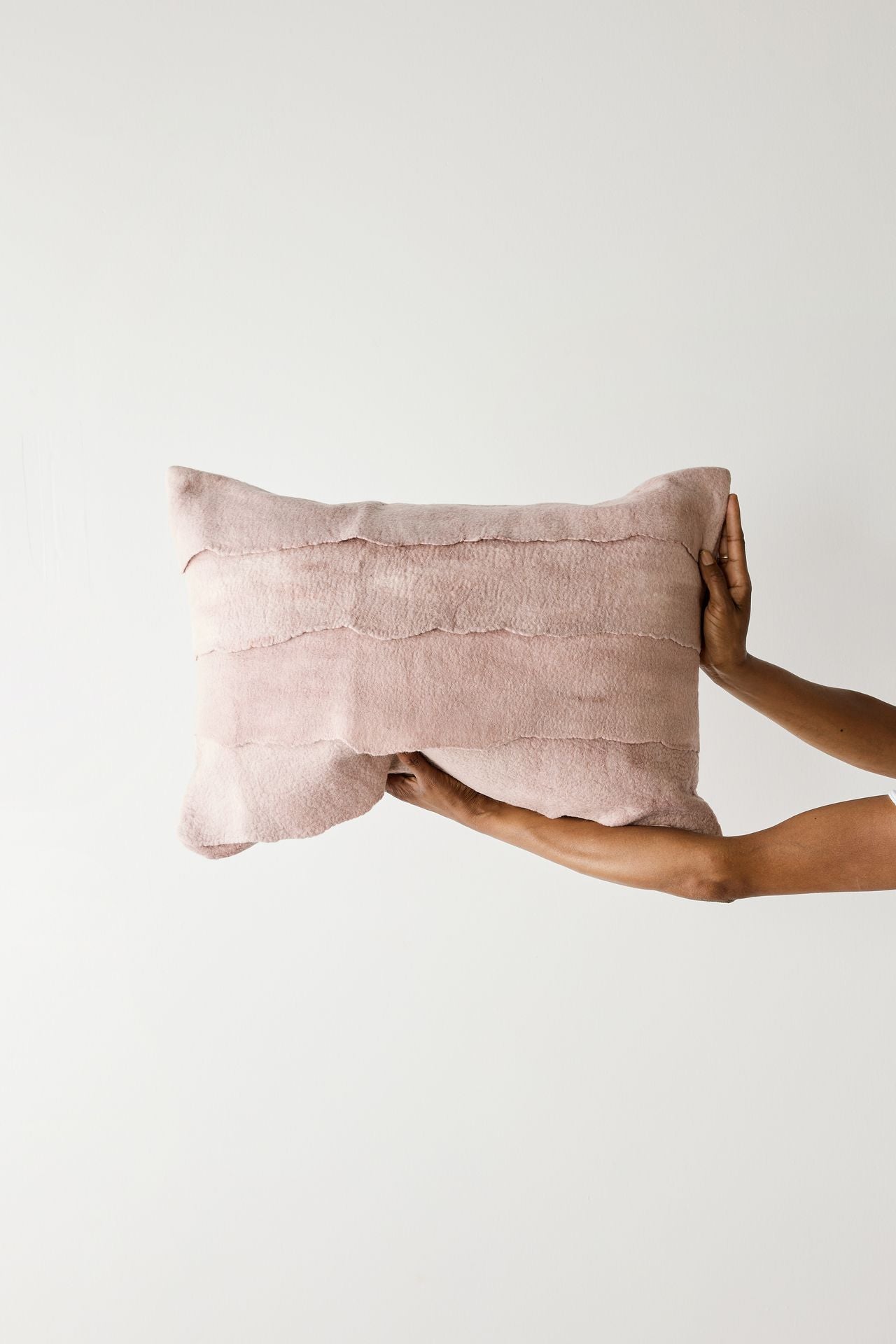 Blush Layered Felt Lumbar Pillow