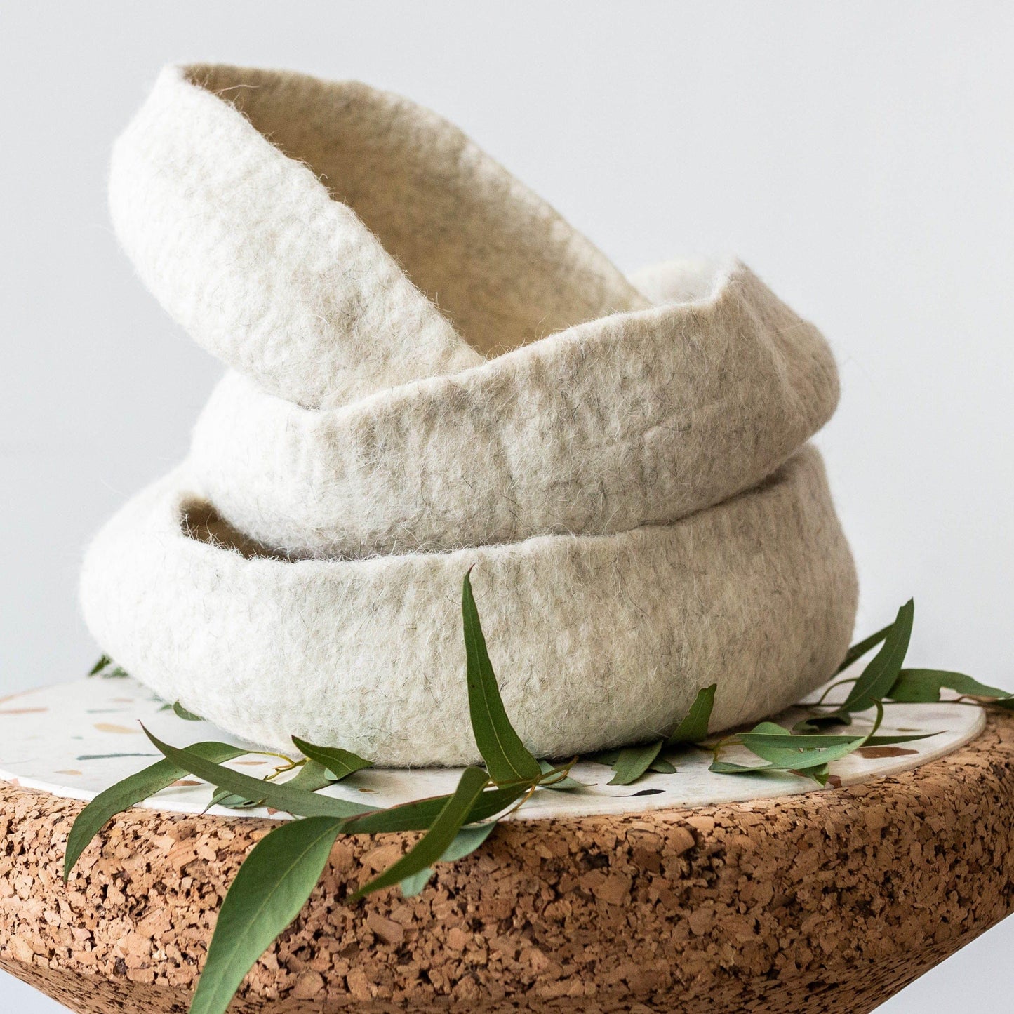 Round felted nesting bowls set of 3