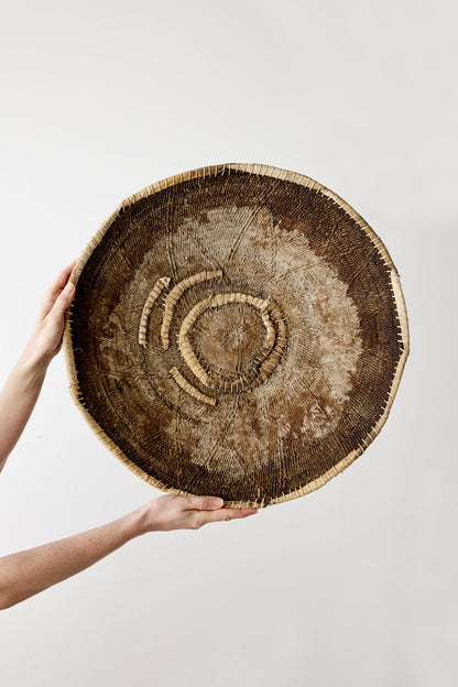 African Vintage Boho Basket Wall Art: Old Makenge Basket