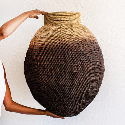 African Handwoven Basket | Ombre Handwoven Brown Buhera Basket