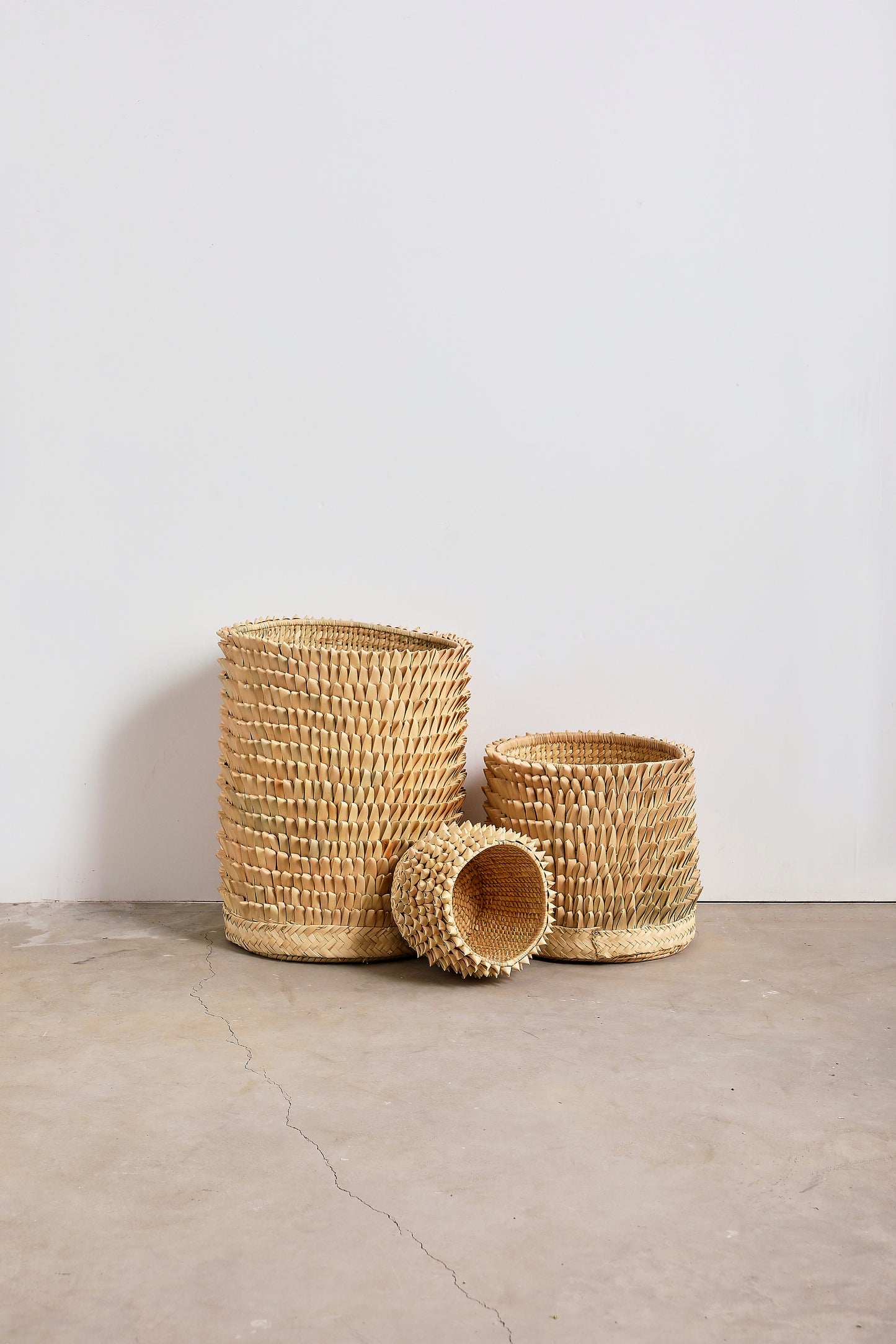 Porcupine Woven Palm Fronds Storage Basket